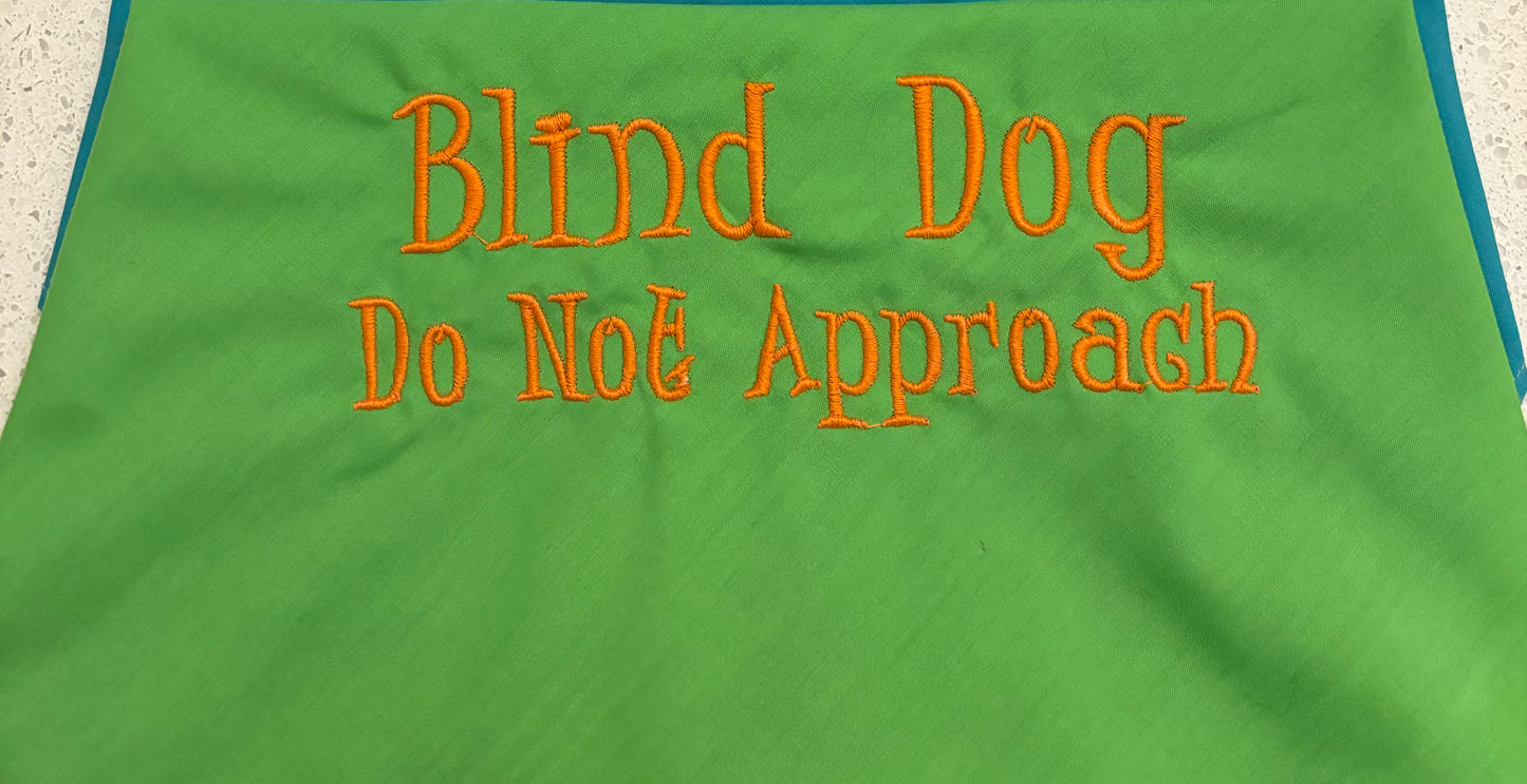 Blind Dog, Do Not Approach Bandana with Glow in the Dark Thread